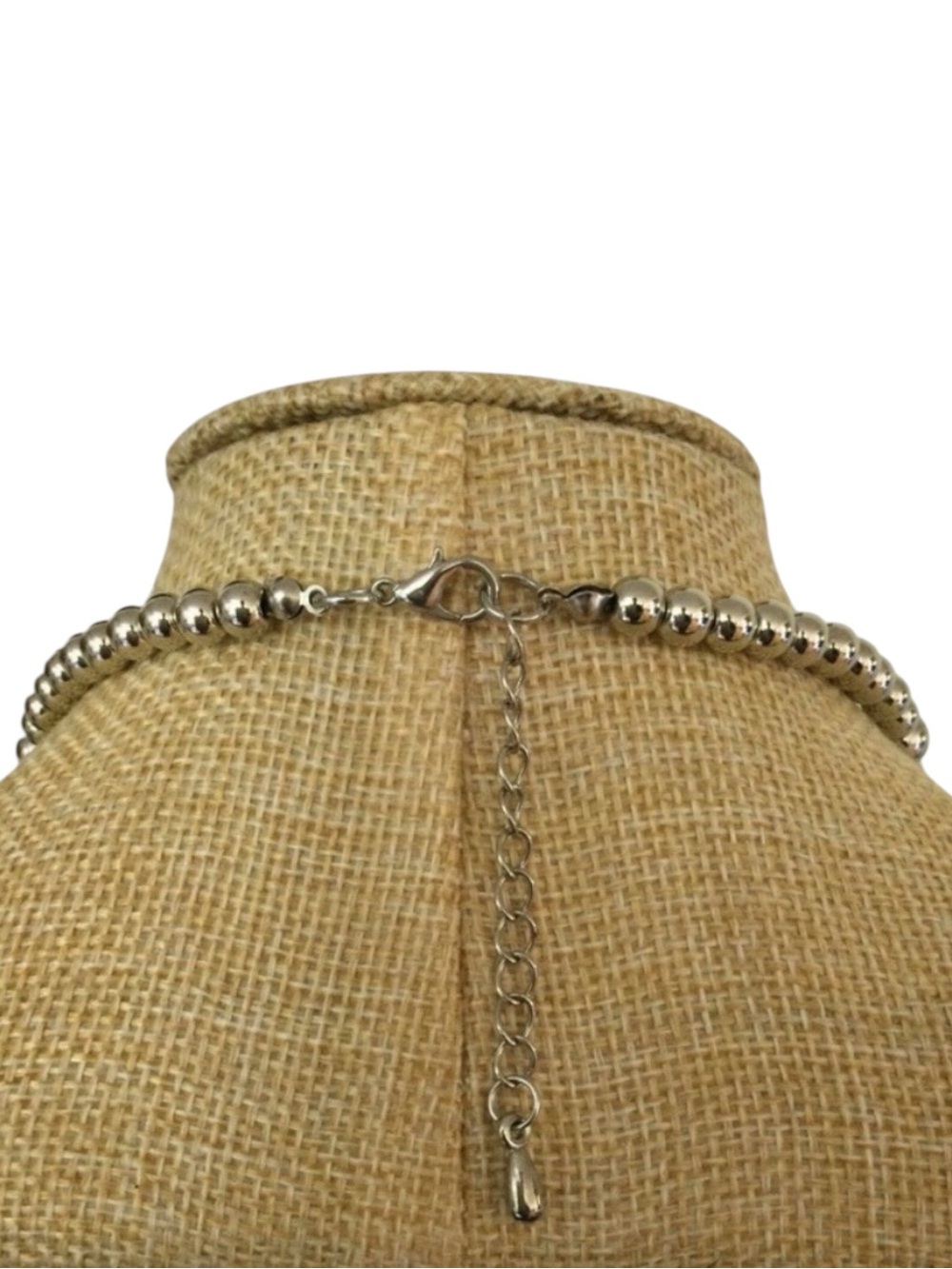 Vintage Estate Silver Bead & Dyed Agate Necklace w/ Sterling Rhinestone Spacers - Picture 11 of 12